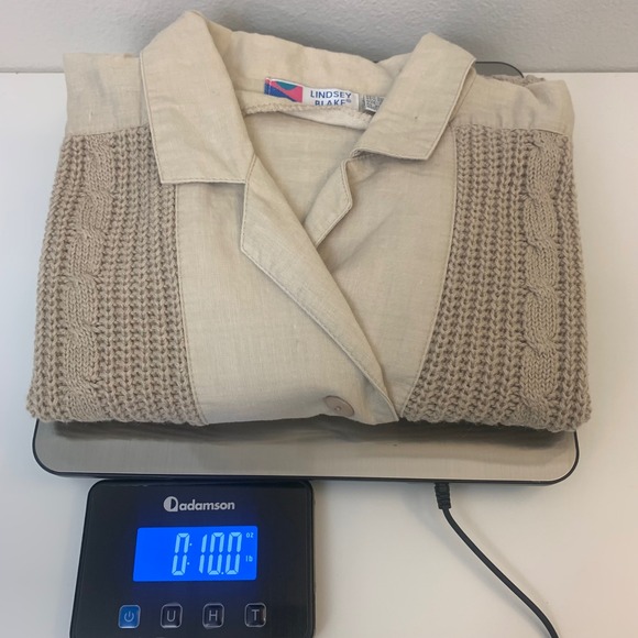 Lindsey Blake Vintage Women's Top S Beige Cotton Classic Cable Knit Collared - Picture 7 of 7